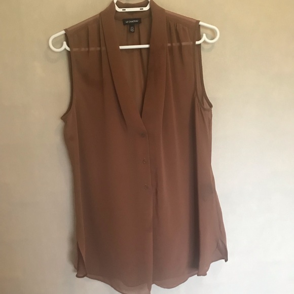 LeChateau Brown sheer blouse size Medium - Picture 1 of 10